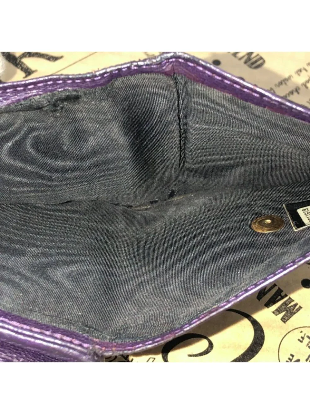 Chanel Trifold Wallet Compact CC Logo Lambskin Purple Card